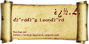 Ördög Leonárd névjegykártya